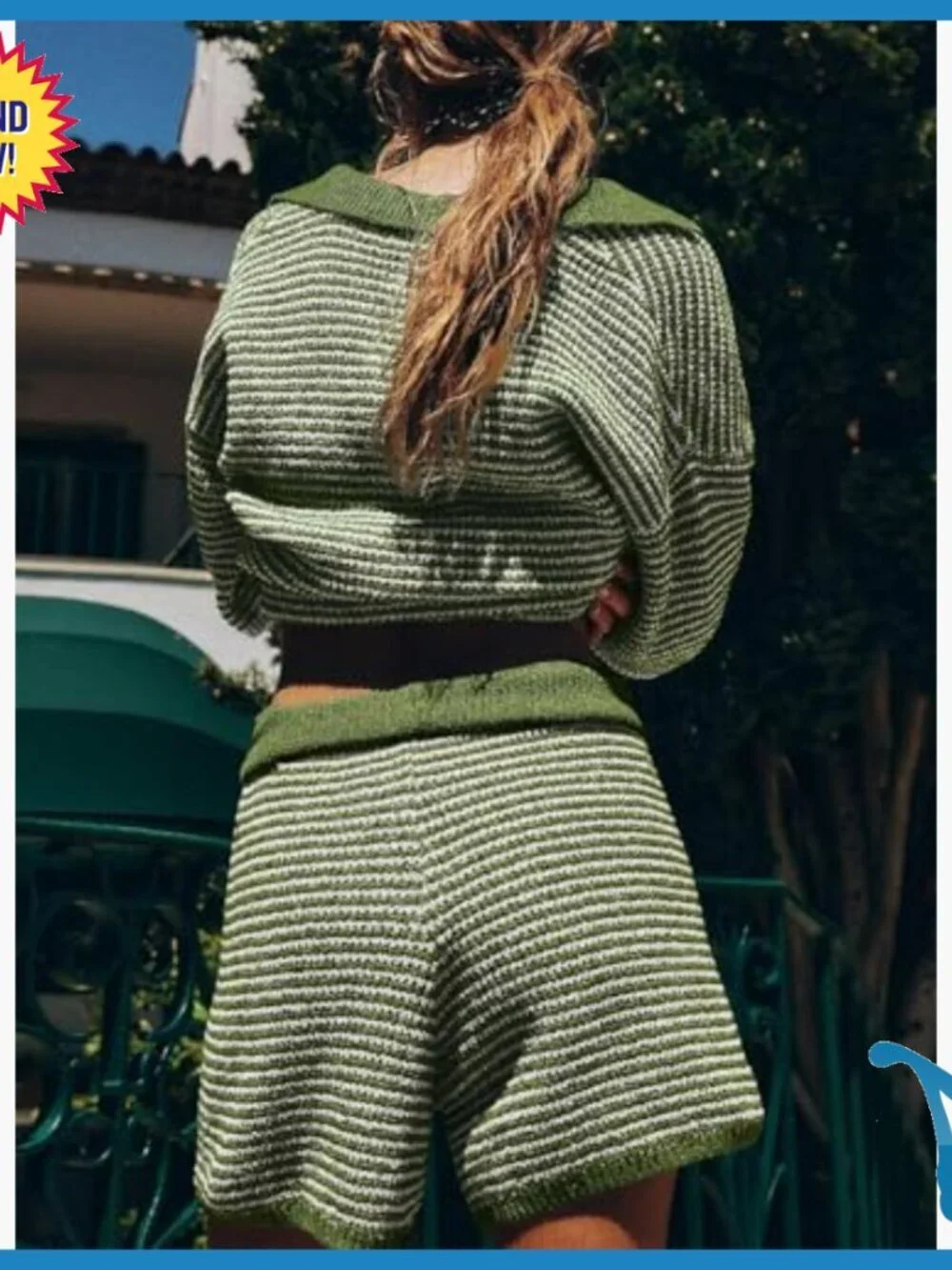 Oversized 3/4 Sleeve V-Neck Sweater Set with High Waisted Shorts Lounge Wear